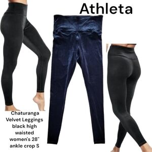 Athleta Women's Chaturanga Velvet Leggings black high waist 28" ankle crop S